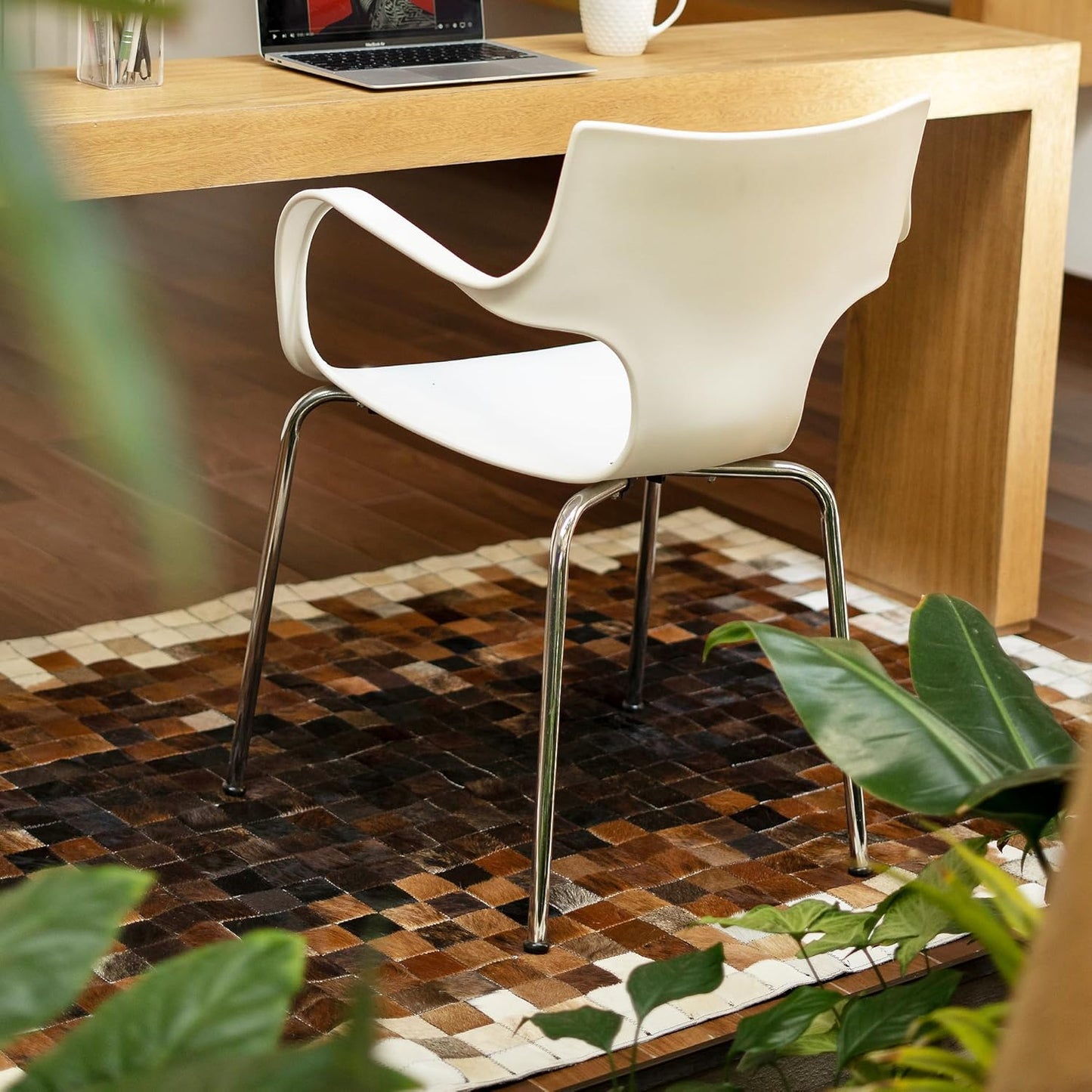 FOTA 100% Genuine Leather Cowhide Patchwork Rug - Black Center Mix