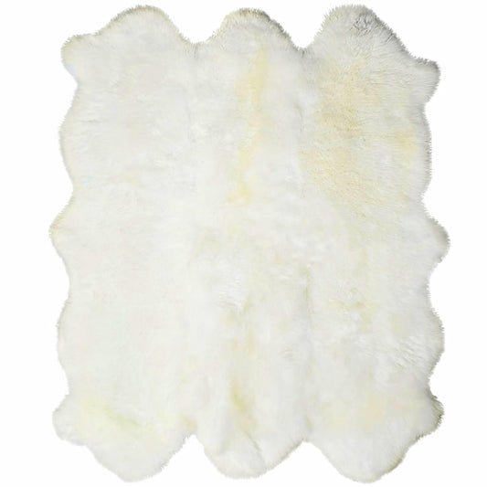 FOTA 100% Genuine Sheep Skin Rug - Natural Lambskin Fur Area Rug - Ideal for Kids Bedroom, Sofa and Living Rooms - Luxury Six Pelt - (Natural Cut, White)