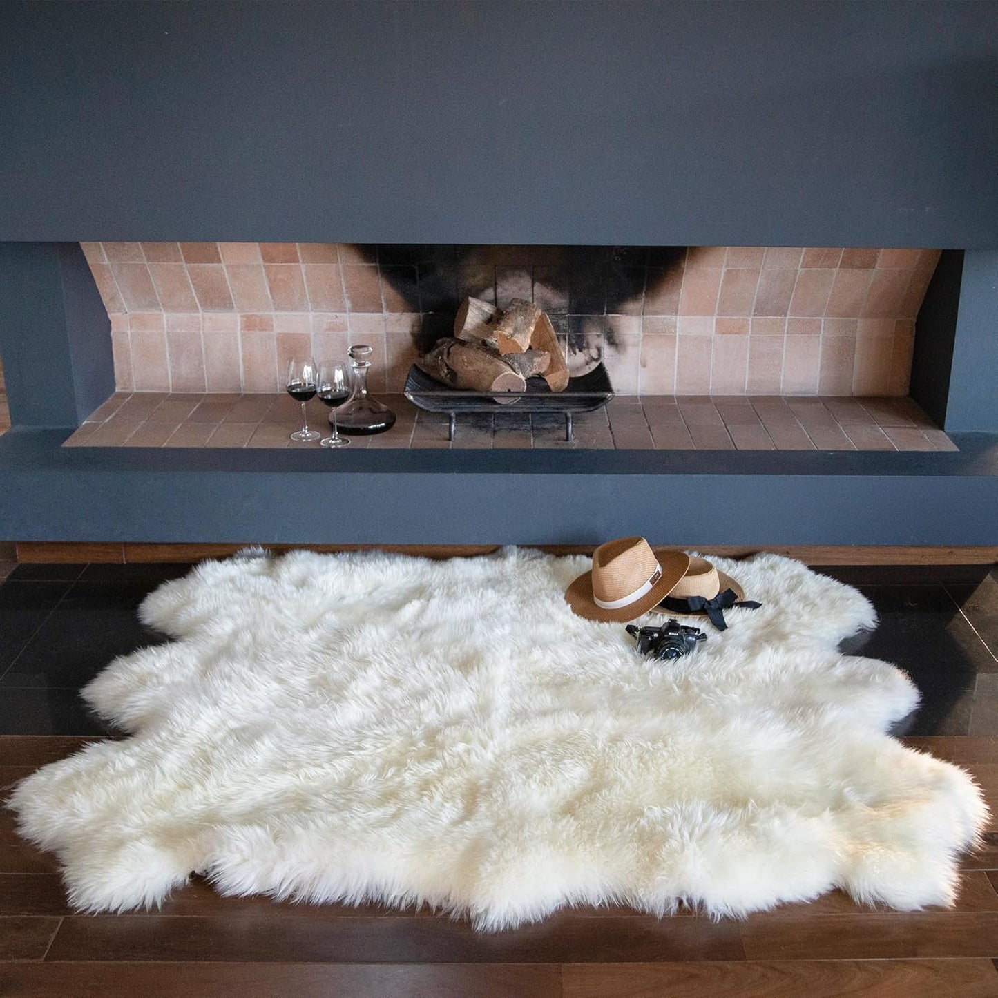 FOTA 100% Genuine Sheep Skin Rug - Natural Lambskin Fur Area Rug - Ideal for Kids Bedroom, Sofa and Living Rooms - Luxury Six Pelt - Variation