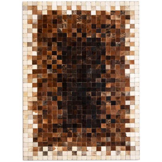 FOTA 100% Genuine Leather Cowhide Patchwork Area Rug Cow Skin Soft Hair Suede Carpet Throw Real Natural Pattern Cowhides Rustic Barn House Decor Western Southern Boho (Black Center Mix)