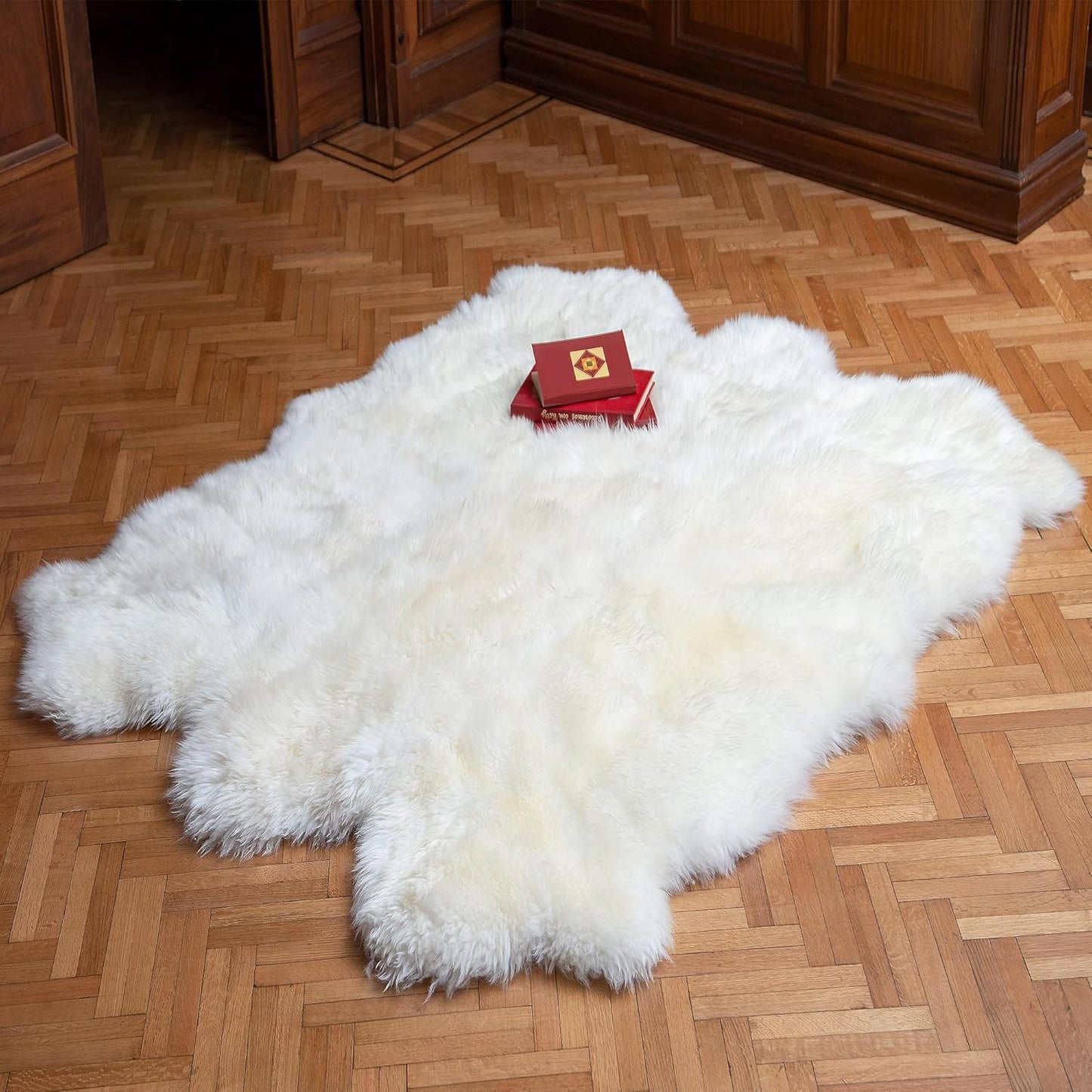 FOTA 100% Genuine Sheep Skin Rug - Natural Lambskin Fur Area Rug - Ideal for Kids Bedroom, Sofa and Living Rooms - Luxury Six Pelt - Variation