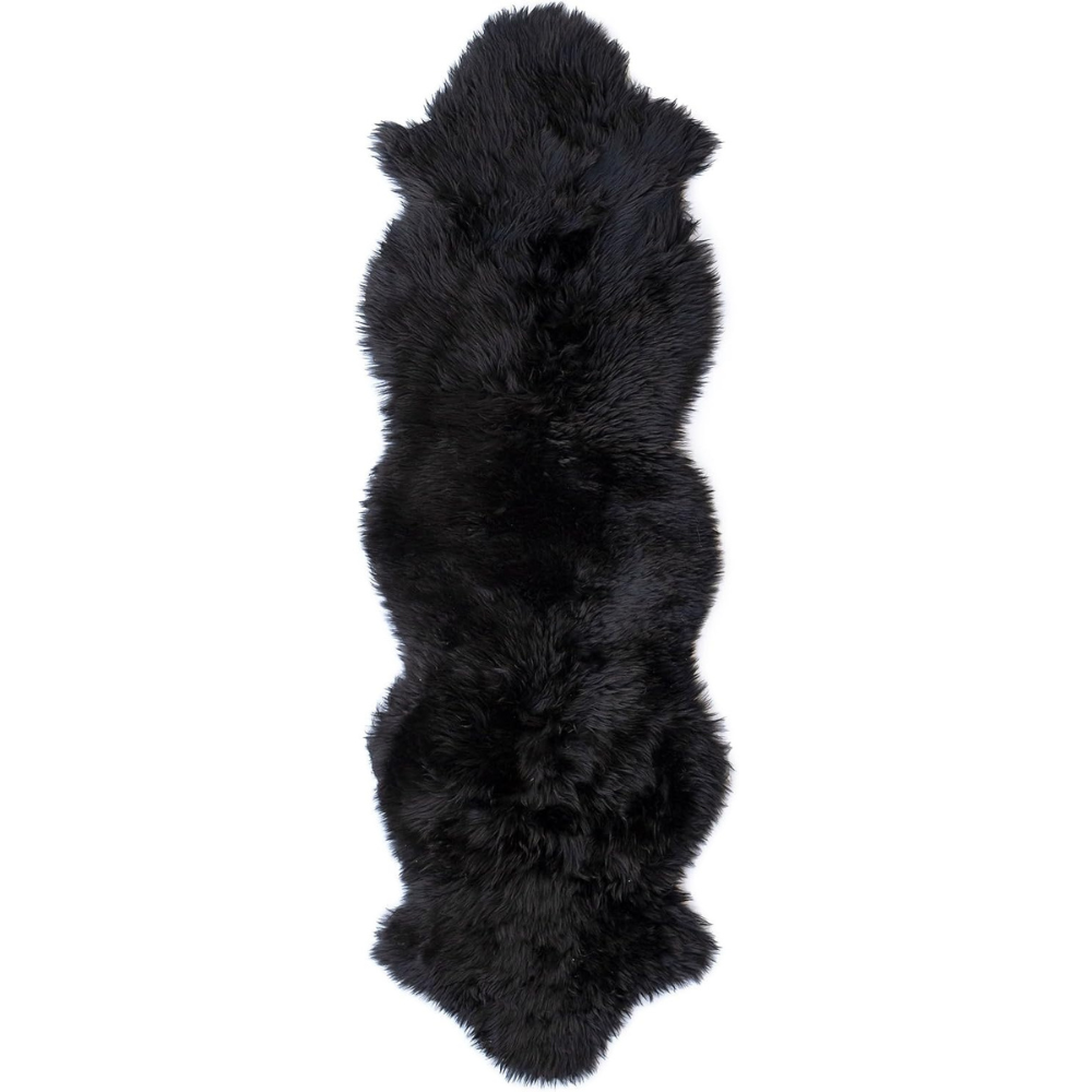 FOTA 100% Genuine Natural Sheep Lamb Skin Rug - Black